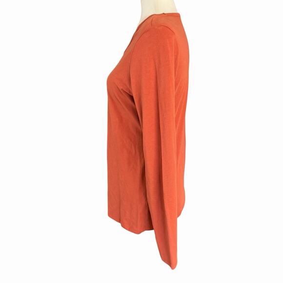 Peruvian Connection Top Women's Pima Cotton Stretch Orange L/S Large Comfortable - Picture 2 of 9